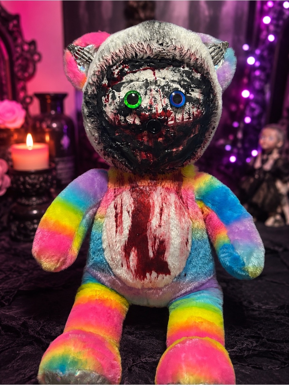 Custom Rainbow Plush Horror Art Painting - Multicolor